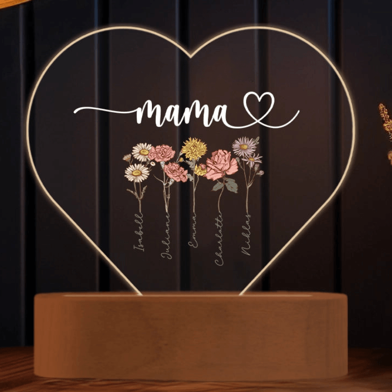 Mothers Day Personalized Acrylic Flower Light - Solar Flame Torch