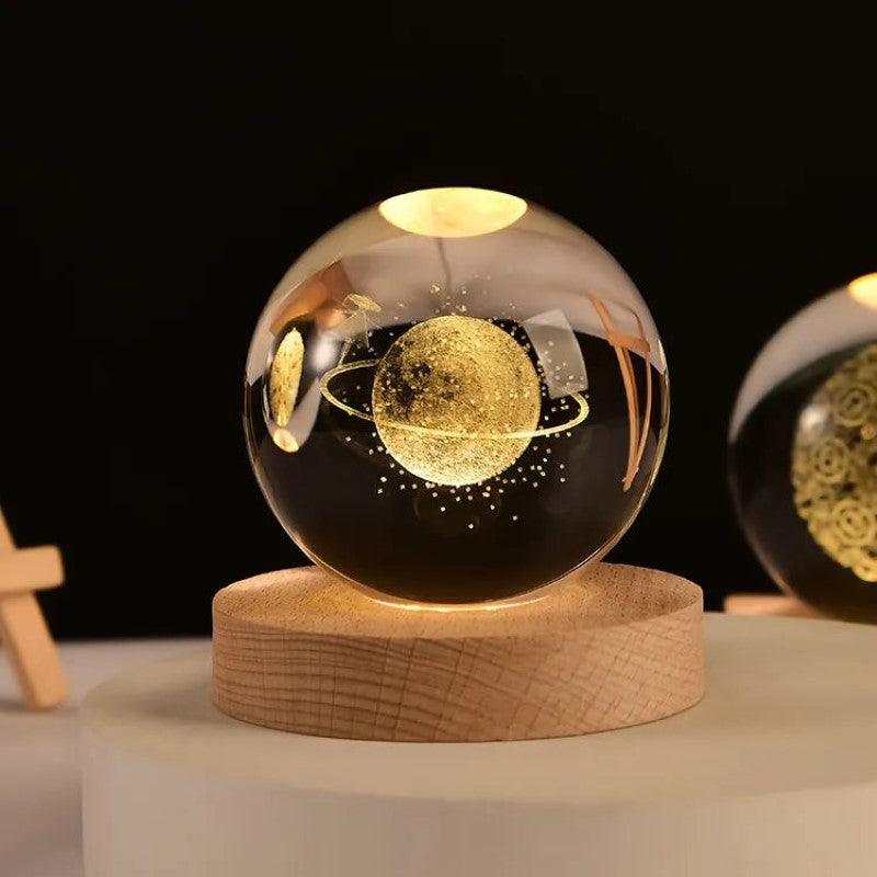 3D Cosmic Crystal Ball With Stand - Solar Flame Torch
