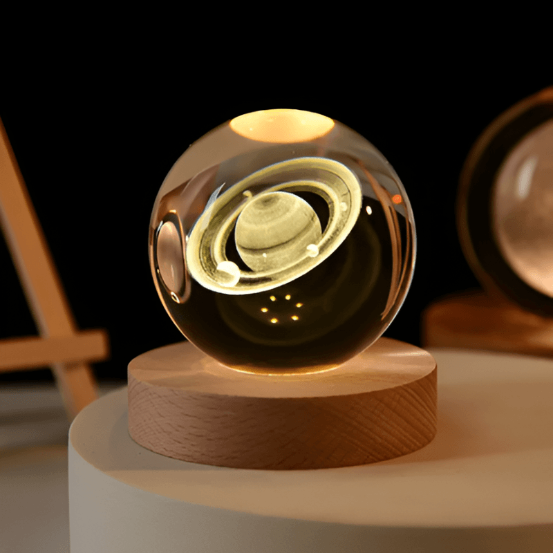 3D Cosmic Crystal Ball With Stand - Solar Flame Torch