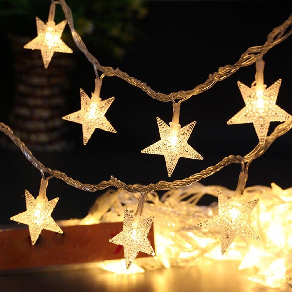 Led Star String Lights - Solar Flame Torch