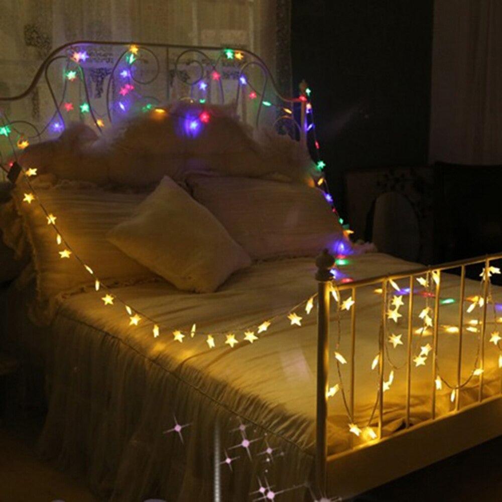 Led Star String Lights - Solar Flame Torch