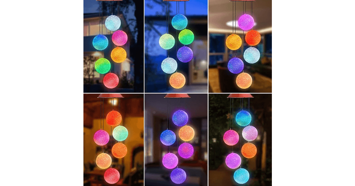 Solar Wind Chime With Color Changing LED Waterproof Outdoor Decorative Lights - Solar Flame Torch
