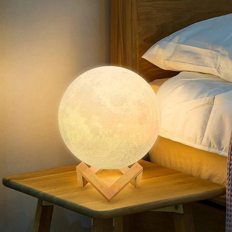 3D Moon Night Lamp - Solar Flame Torch