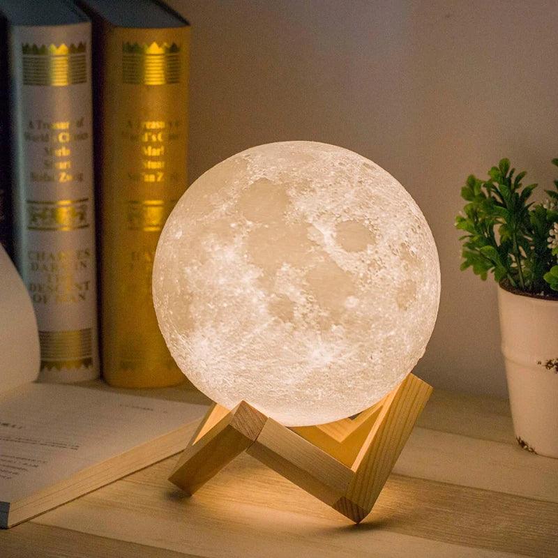 3D Moon Night Lamp - Solar Flame Torch