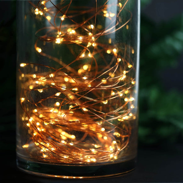 8FT Warm White LED Fairy String Waterfall Lights with Copper Strands