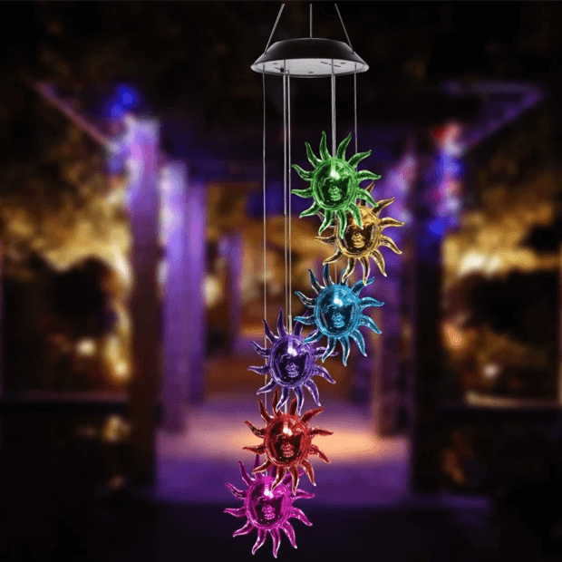 Solar Wind Chime With Color Changing LED Waterproof Outdoor Decorative Lights - Solar Flame Torch