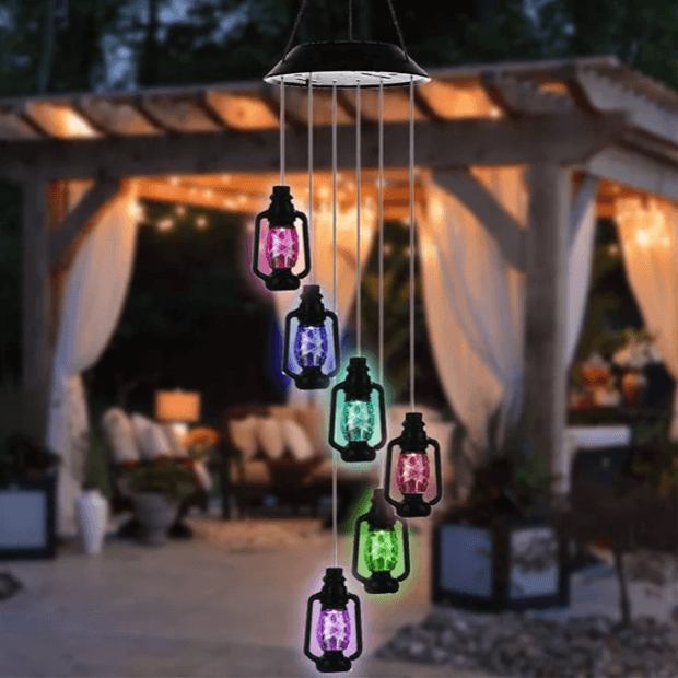 Solar Wind Chime With Color Changing LED Waterproof Outdoor Decorative Lights - Solar Flame Torch