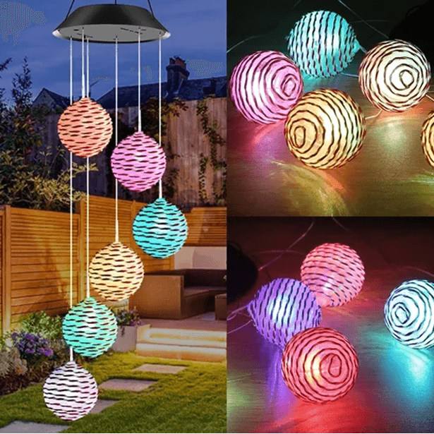 Solar Wind Chime With Color Changing LED Waterproof Outdoor Decorative Lights - Solar Flame Torch
